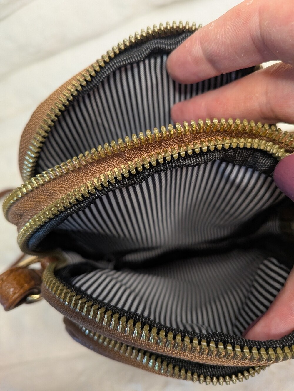 Triple Zipper Faux Leather Crossbody - Picture 5 of 10